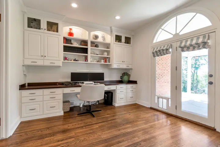 Built-in cabinetry with display shelving and storage