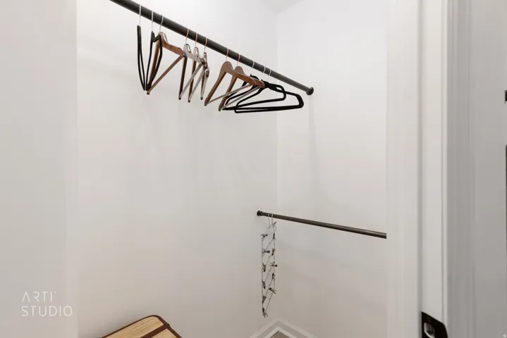 Built-in closet with dual hanging rods