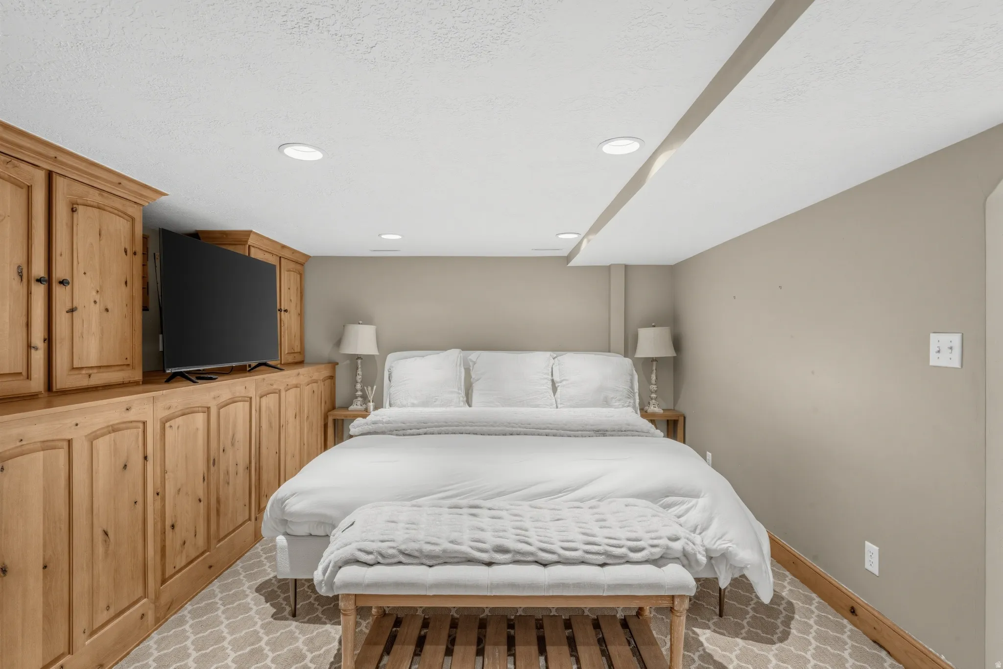 Built-in wood cabinetry with storage