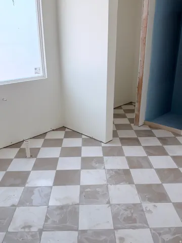 Checkered tile flooring