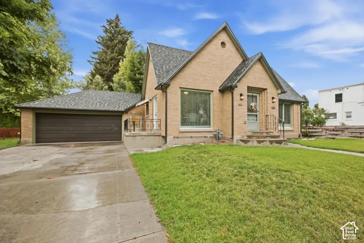 Brick exterior with gabled roof lines