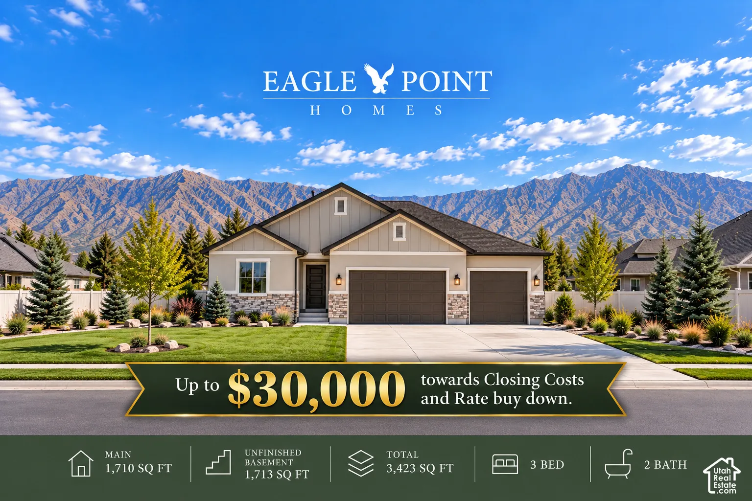 Promotional Real Estate Flyer. Listing specifications and financial incentives associated with the property