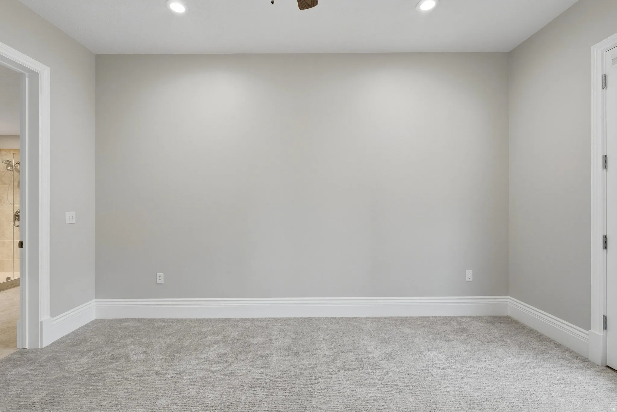 Plush carpeting and recessed lighting