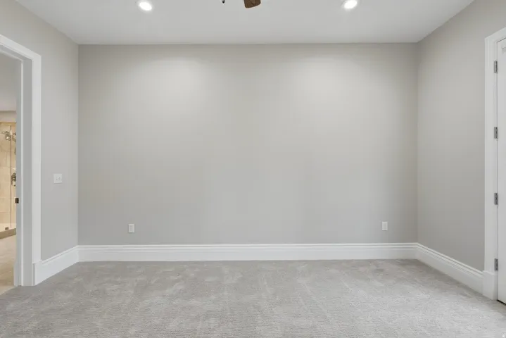 Plush carpeting and recessed lighting