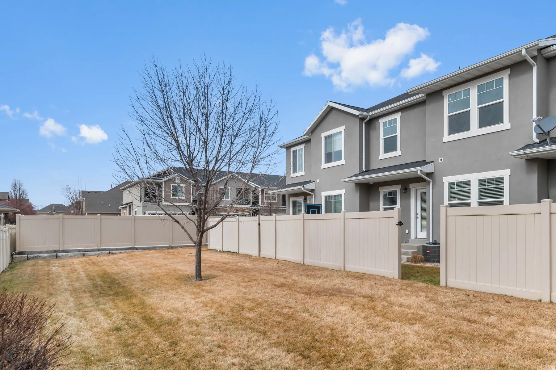 Private backyard with full perimeter fencing