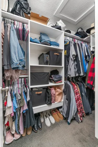 Built-in shelving with hanging rods