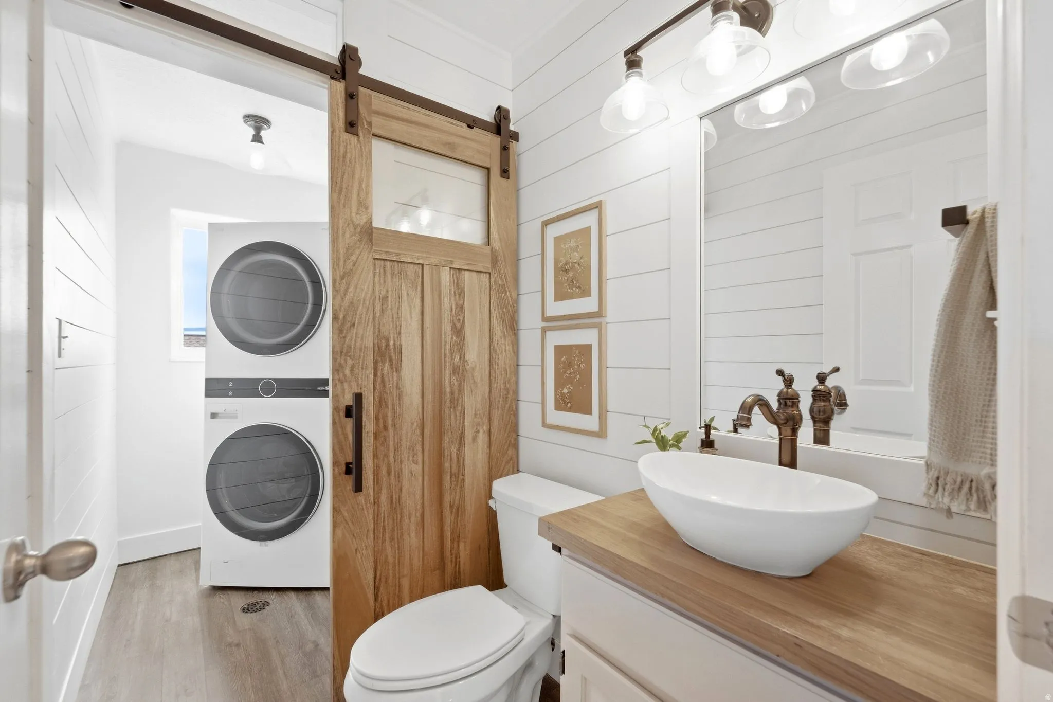 Updated half bathroom on level 1 right off the living room