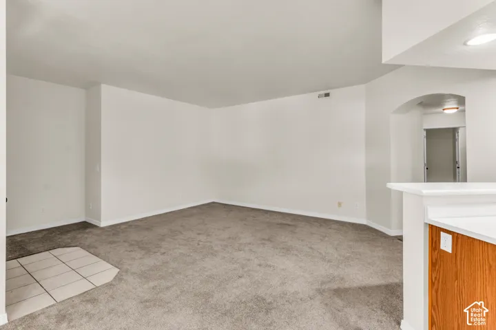 View of living room from kitchen.