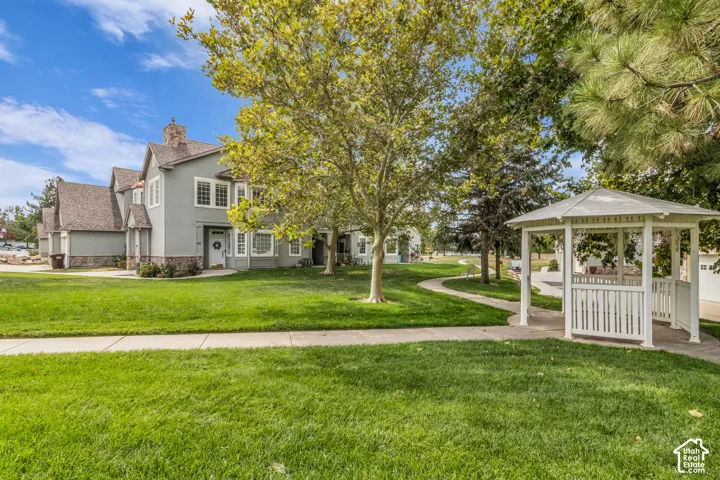 Beautifully maintained grounds with gazebo.