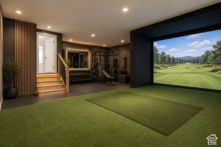 AI photo of what the room under the suspended garage could be finished as