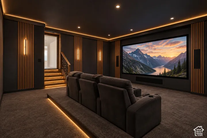 AI photo of what the room under the suspended garage could be finished as