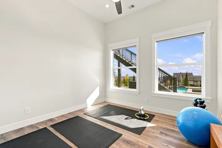 Currently setup as an exercise room. Can otherwise be used a bedroom.