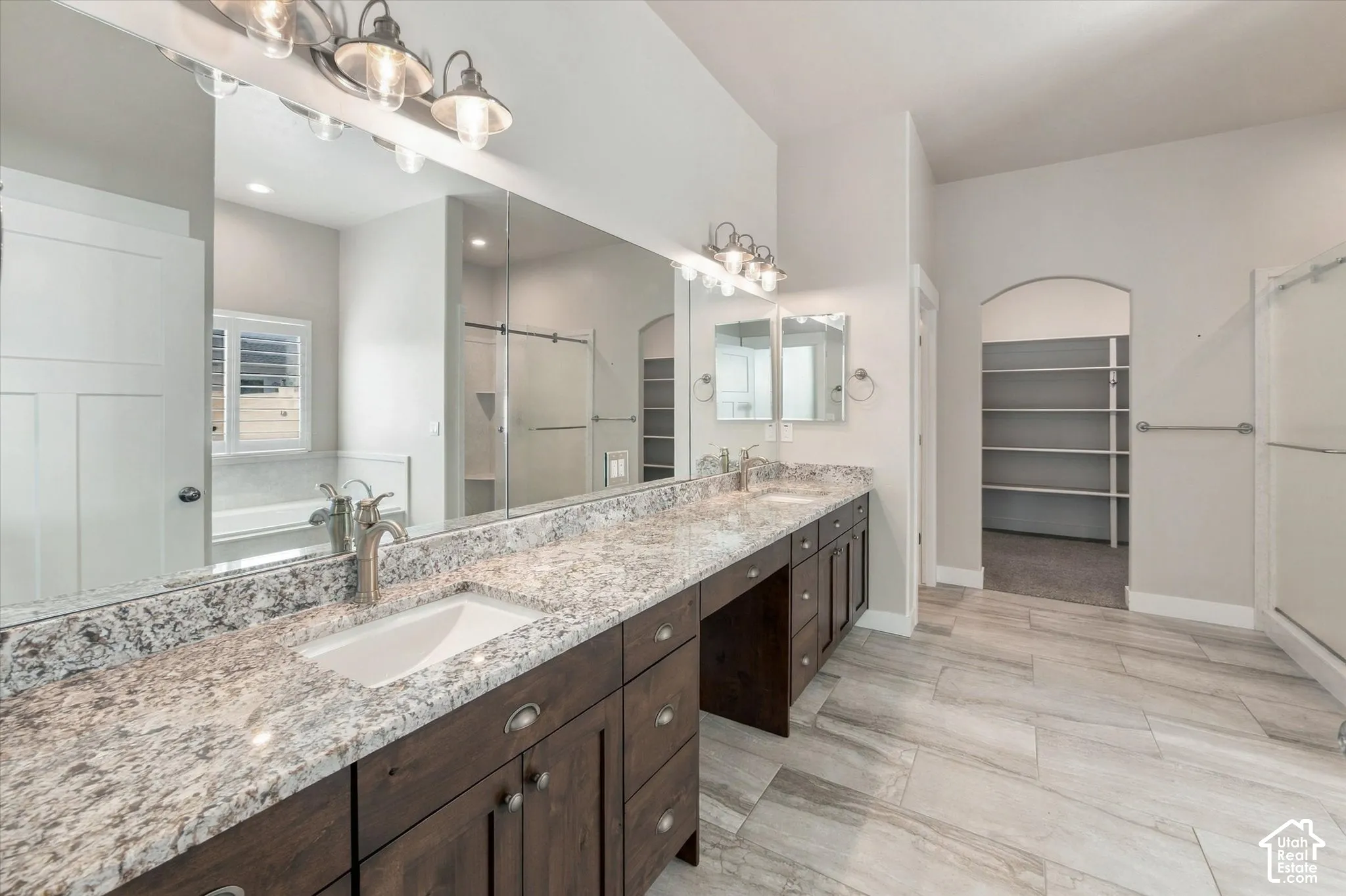 Master Ensuite with Double vanity with granite-countertop