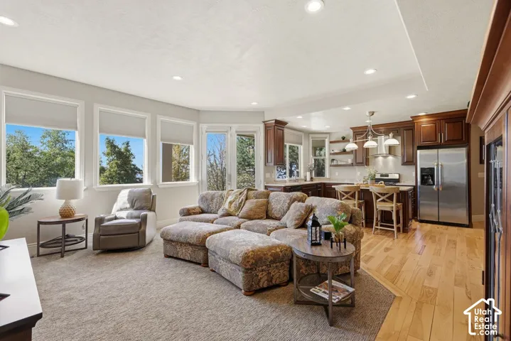 Lower level family room with tons of natural light