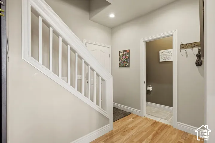 Stairway up to bonus room above the garage