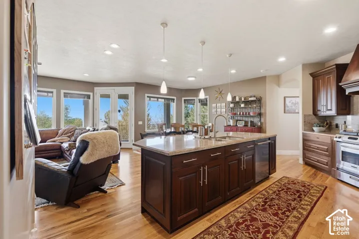 Large open kitchen flows seamlessly into your great room and dining area