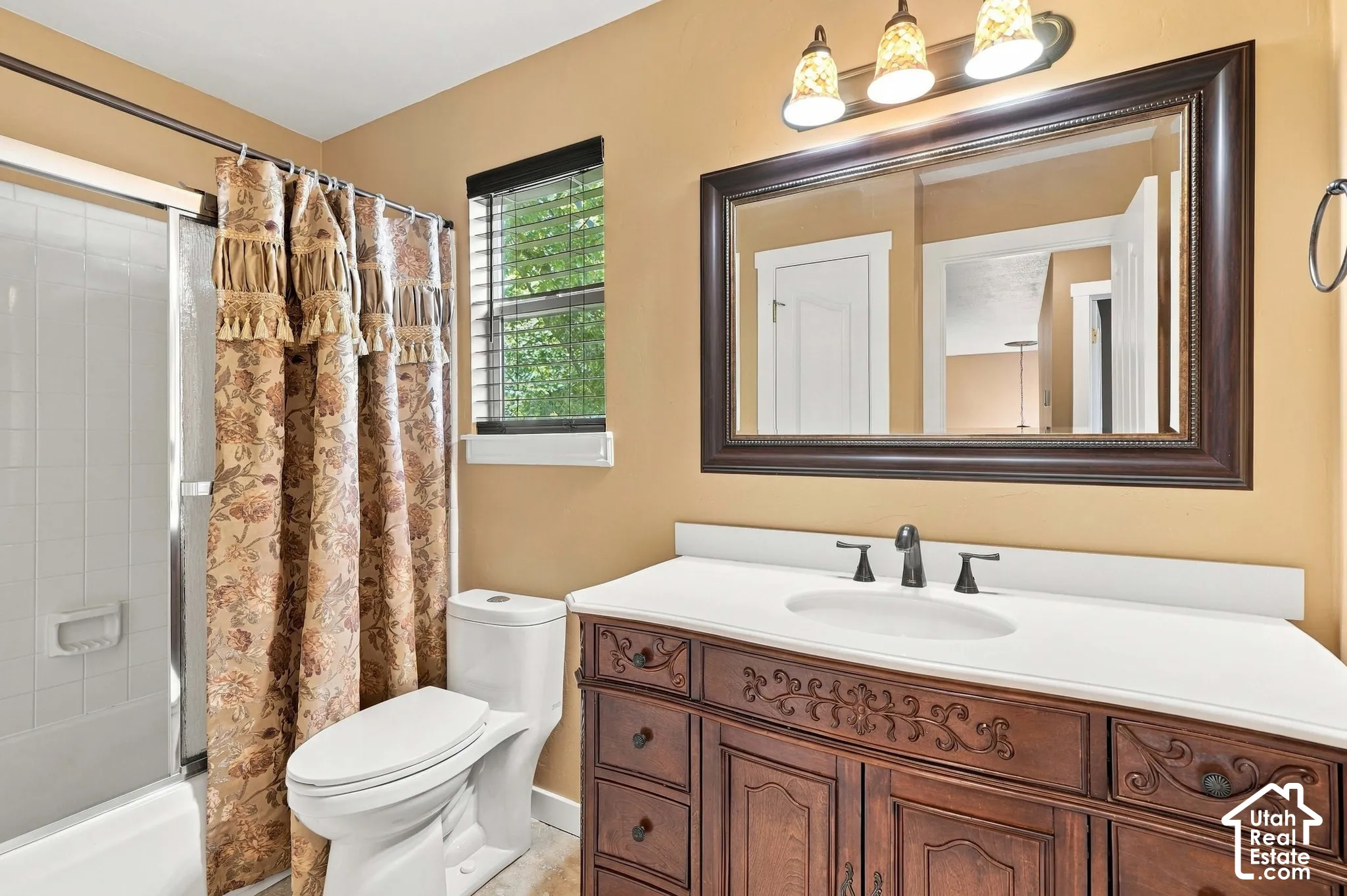 White bath and shower combination