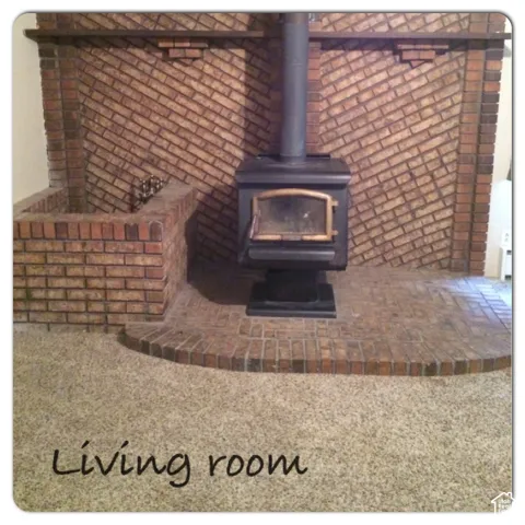 Brick fireplace surround with a diagonal pattern