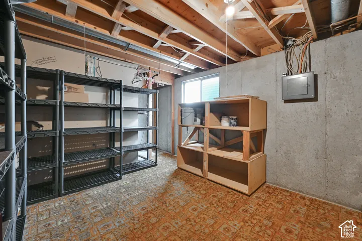 Storage room with shelving