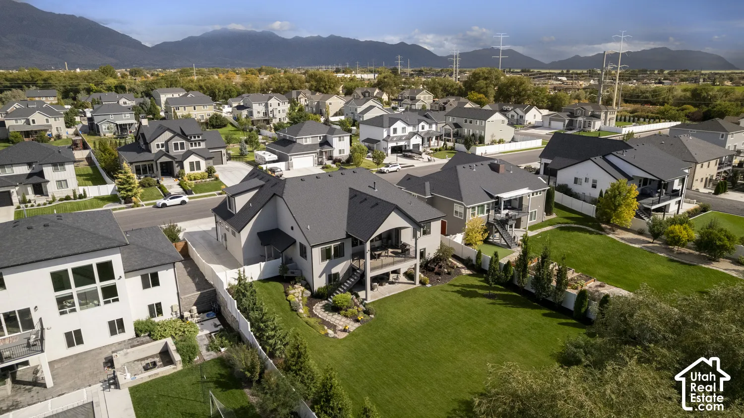 Expansive green space with manicured lawns