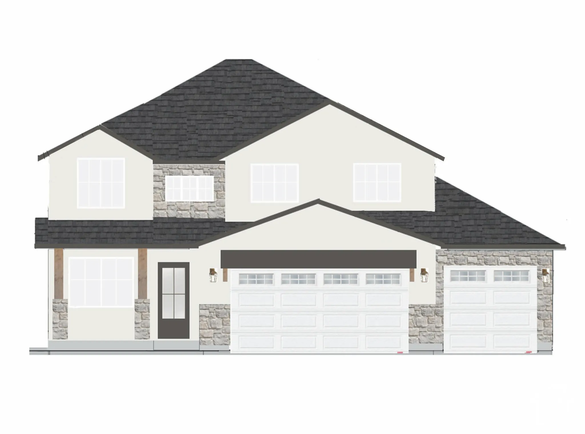 Architectural Rendering. Illustrating the exterior facade of the property