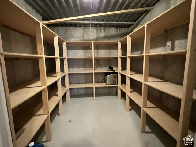 Expansive built-in wooden shelving units