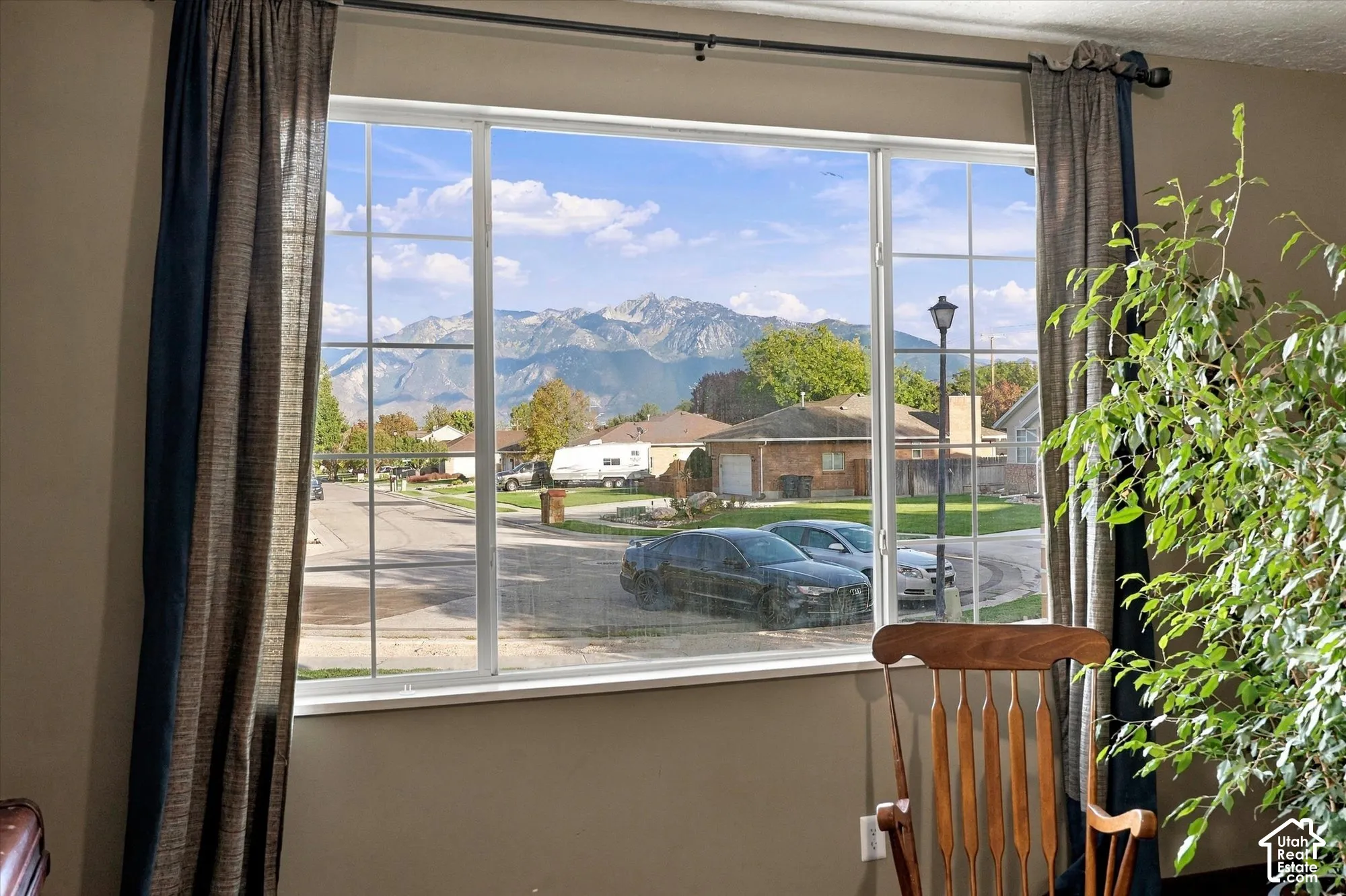 Large pane windows with white framing