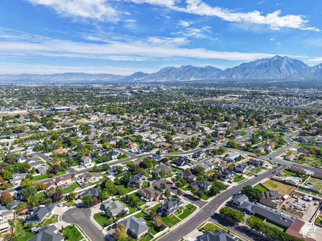 Expansive residential area with a prominent mountain backdrop