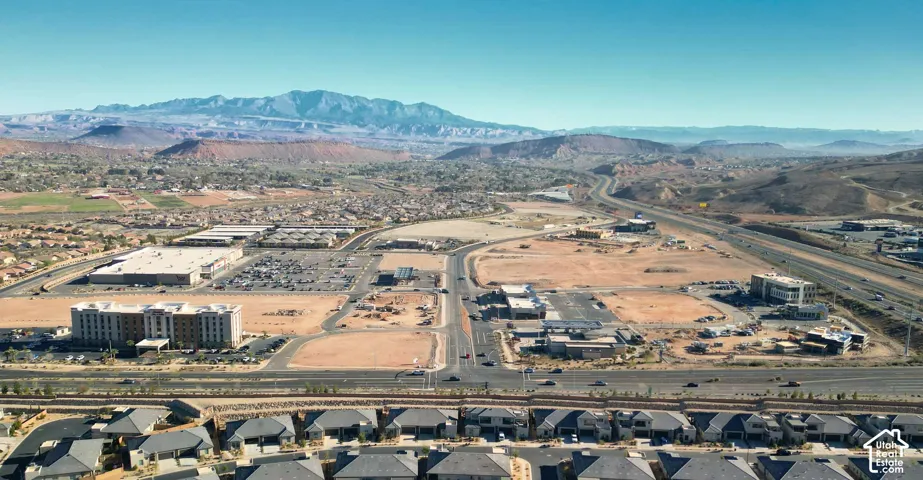 Expansive development area featuring commercial buildings and residential properties