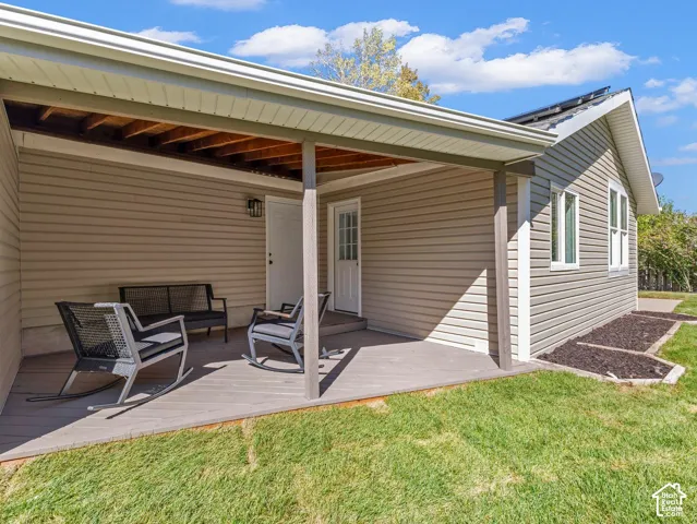 Covered patio featuring composite decking