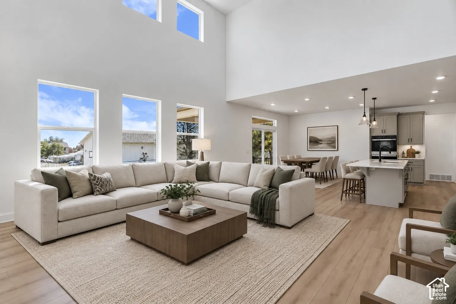 Vaulted ceilings with high windows
