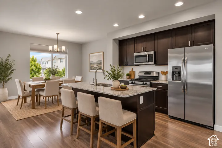 Virtually staged kitchen/dining area
