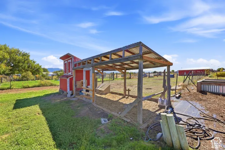 Chicken coop included (no chickens)