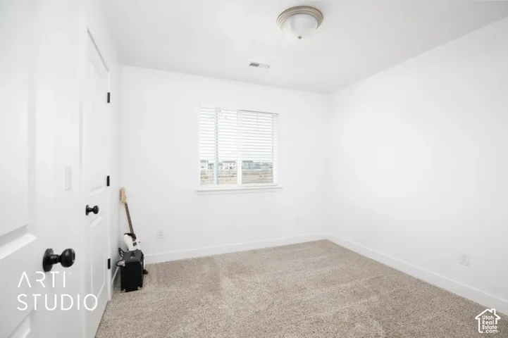 Neutral color palette with textured carpeting