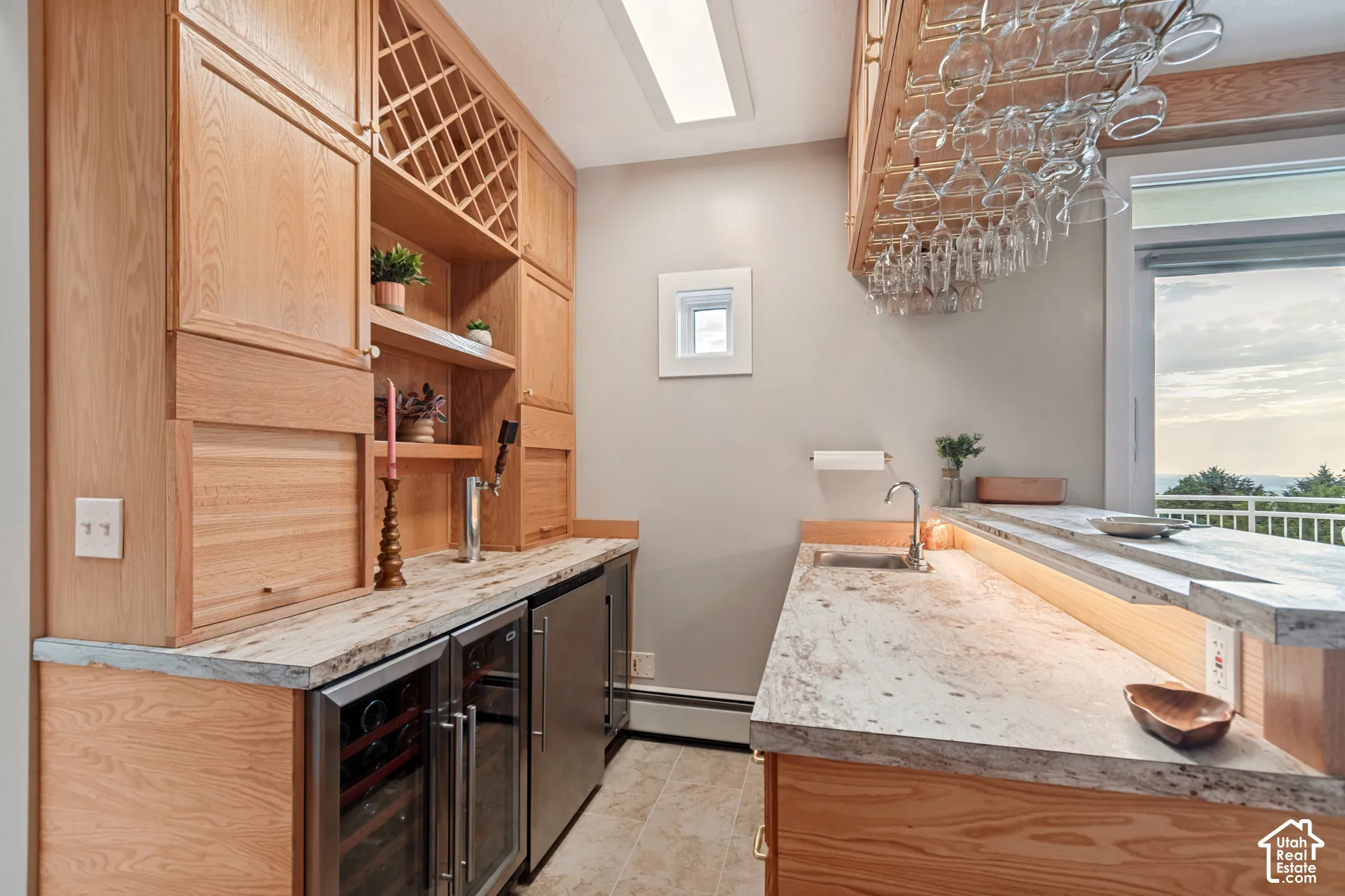 Built-in wet bar with built in wine rack.