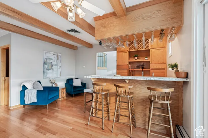 Built-in wet bar.