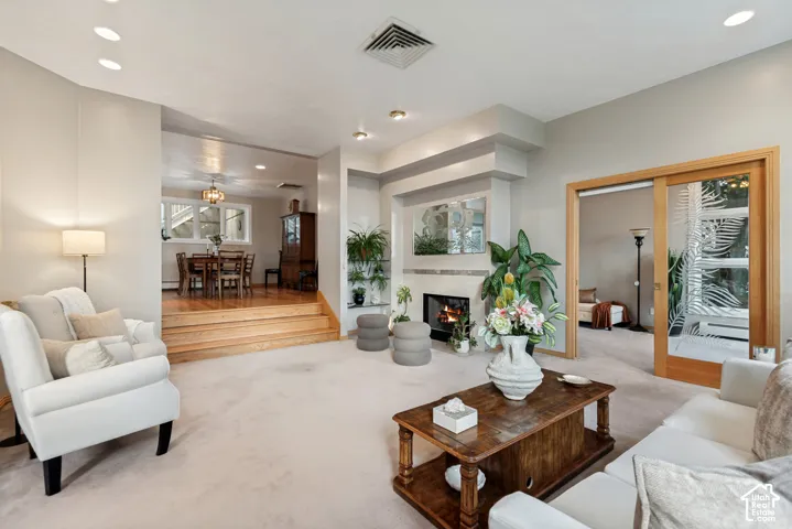 Formal living room with fireplace