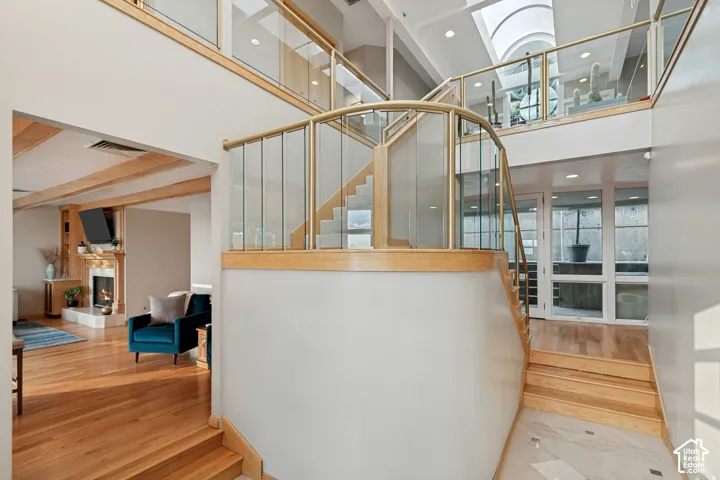 Stairs in atrium to second level
