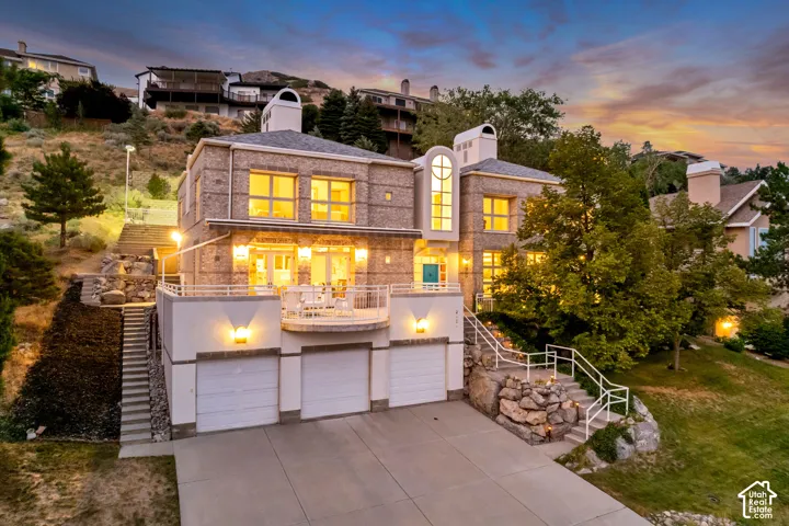 Front view of home at twilight