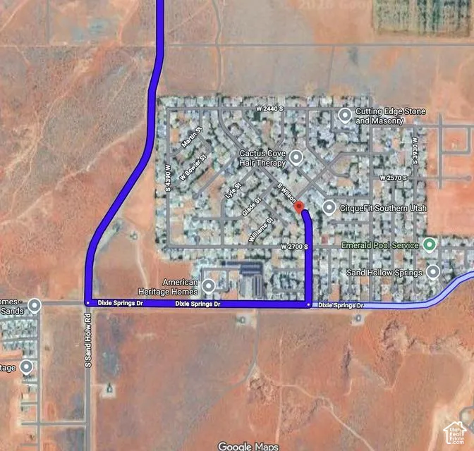 Map. Depicting a route and surrounding developments in the property's vicinity
