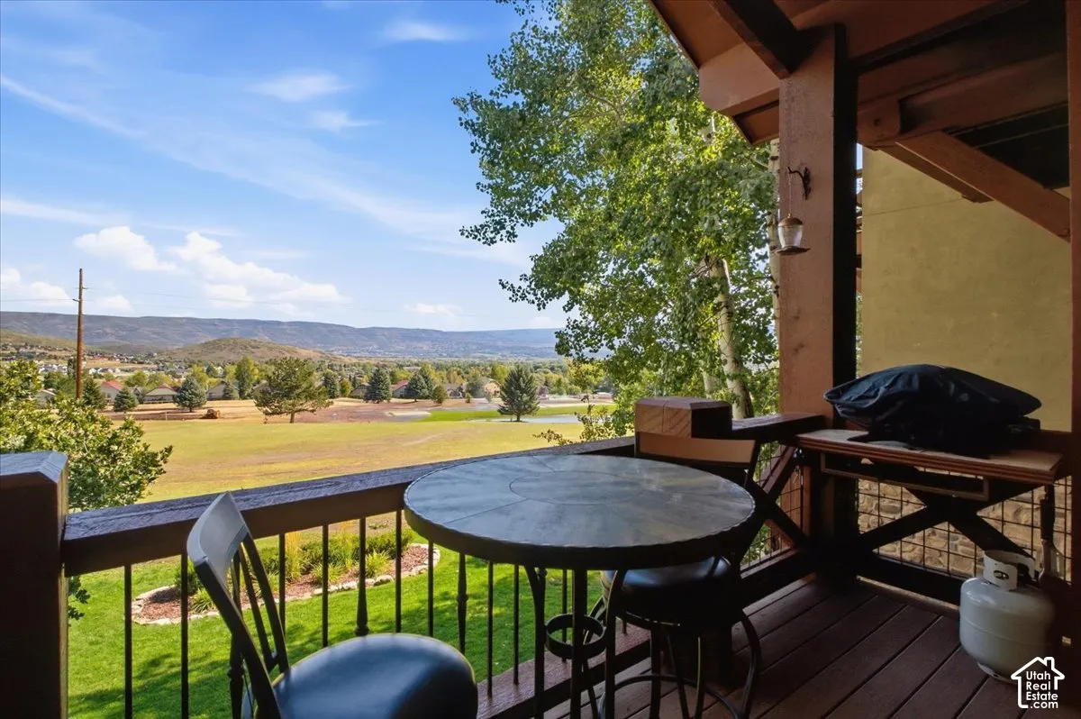 Covered deck with panoramic views of the valley