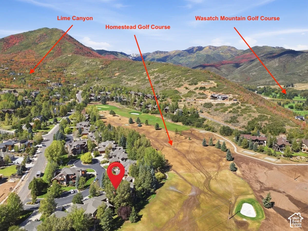 Aerial perspective showcasing Lime Canyon and the two neighboring Golf Courses