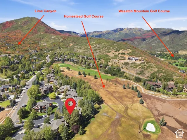 Aerial perspective showcasing Lime Canyon and the two neighboring Golf Courses