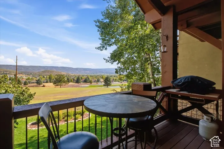 Covered deck with panoramic views of the valley