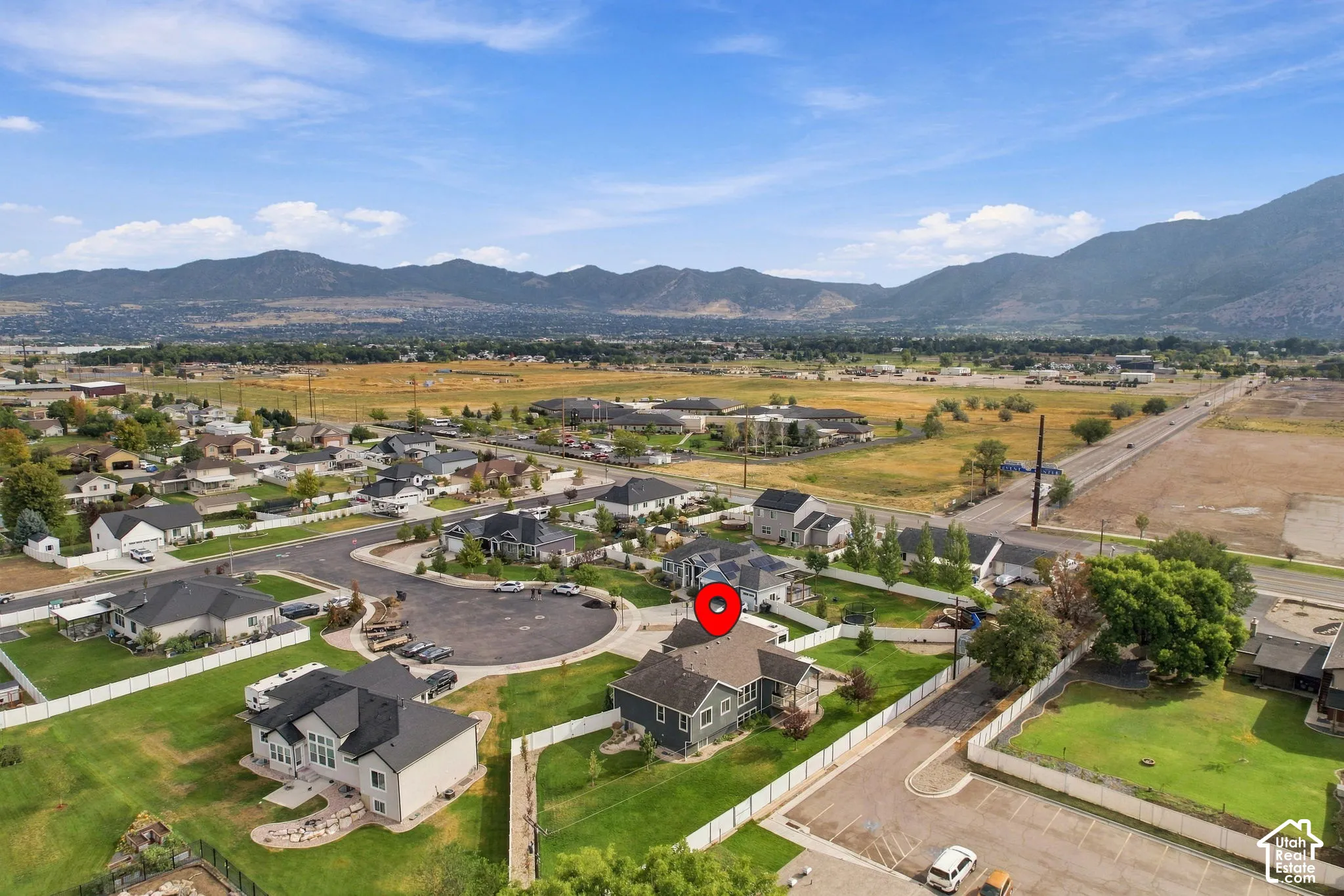 Mountain backdrop with expansive open fields
