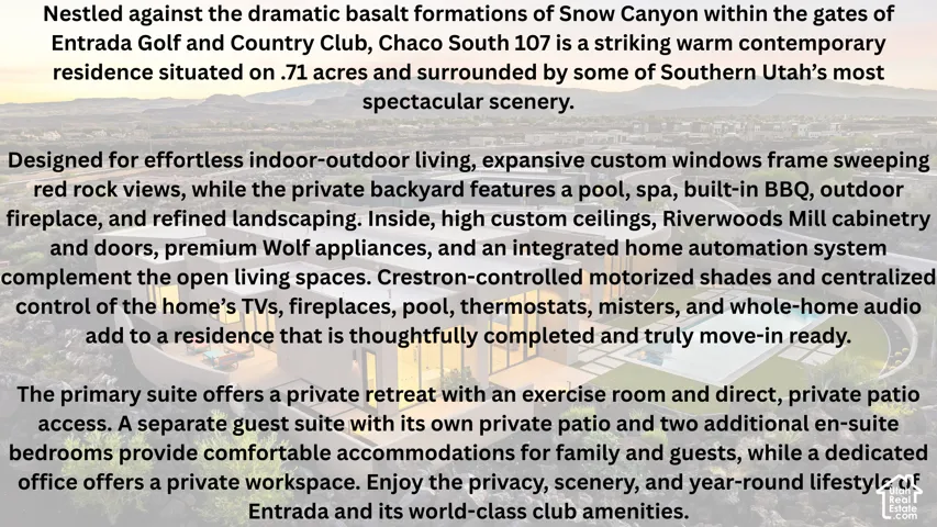Property Listing Description. Outlining the property's features, amenities, and location within Entrada Golf and Country Club