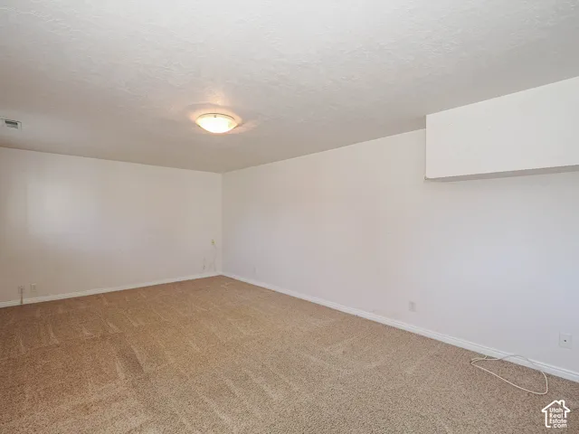 Textured ceiling with a flush-mount light fixture