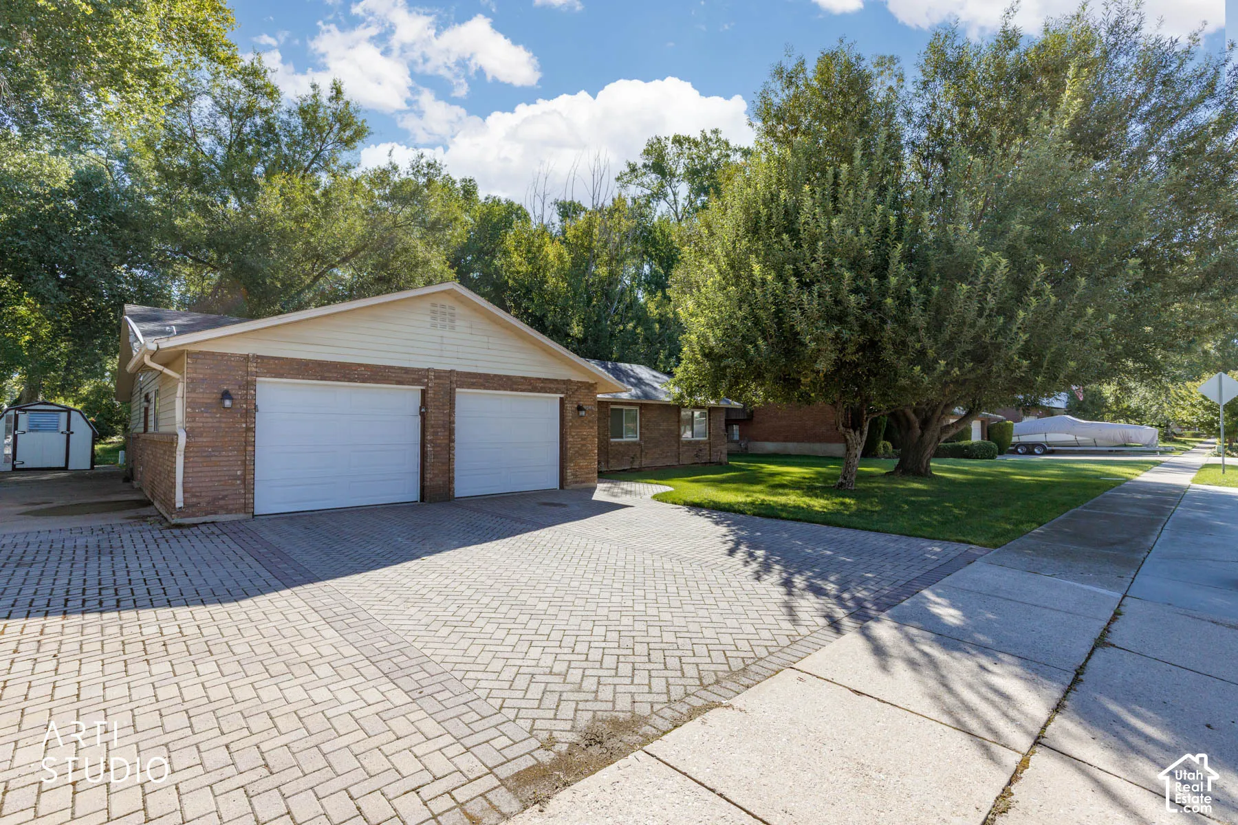 Brick exterior with light siding accent