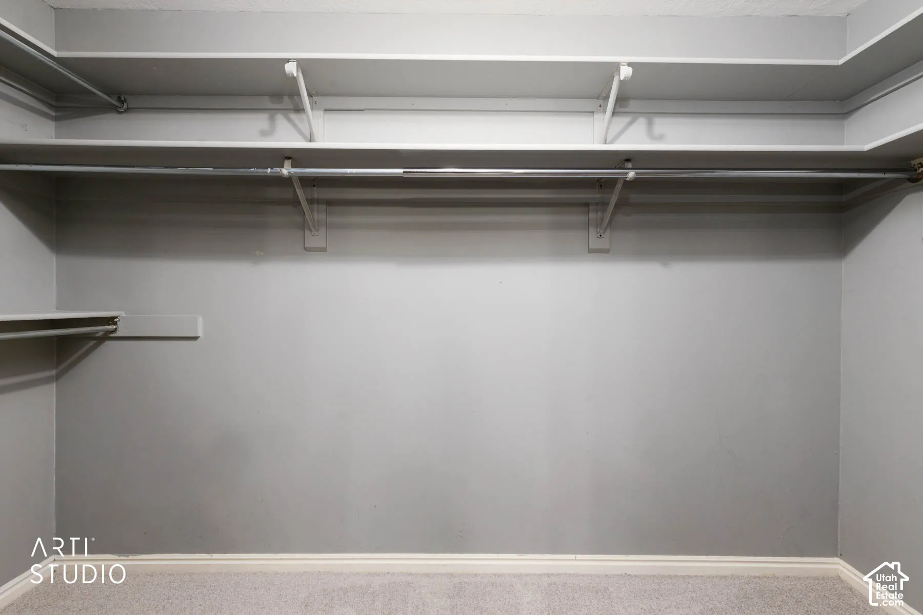 Built-in shelving and hanging rods for organizational solutions