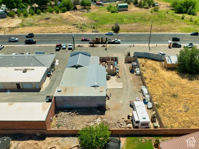 Multiple commercial-style structures featuring various rooflines